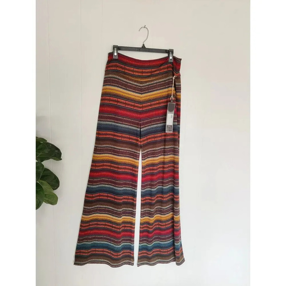 Double D Ranch Wide Leg Pull On Palazzo Pants Striped Western Multicolor Sz L - Picture 2 of 5